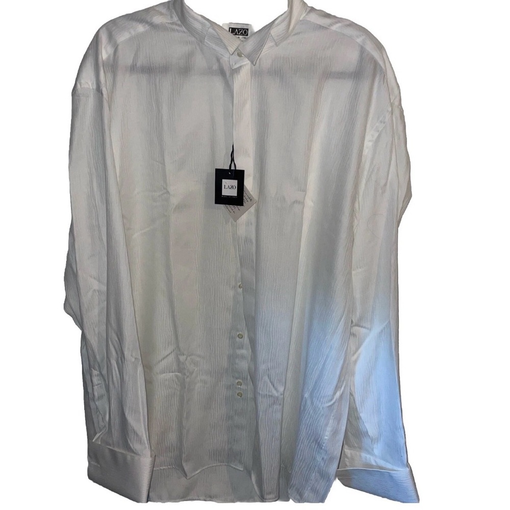 LAZO DRESS PREMIUM TUXEDO MENS SHIRT FRENCH CUFF SIZE 45 / 18  Made In Italy
